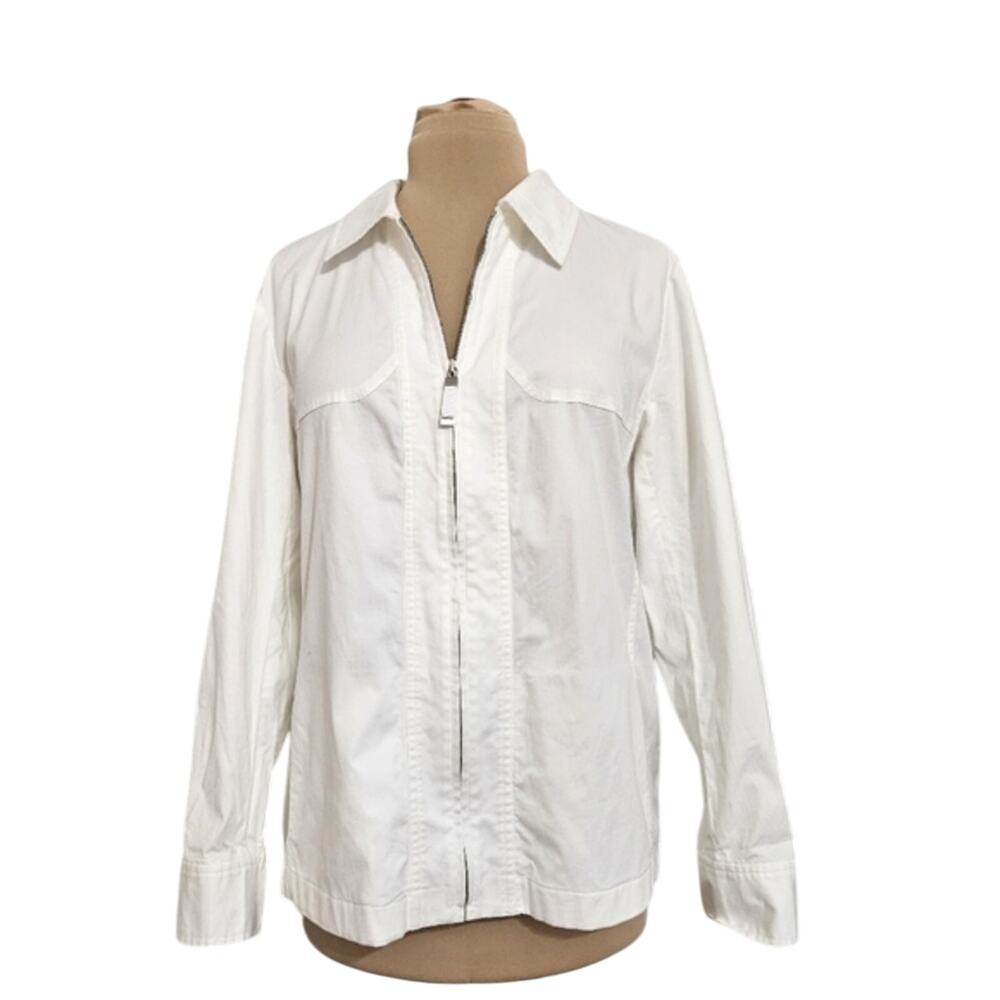 Company Ellen Tracy Cotton White Full Zip Shirt Shacket‎ Jacket Plus Size 14
